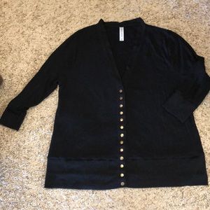 3/4 sleeve black button cardigan